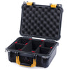 Pelican 1400 Case, Black with Yellow Handle & Latches TrekPak Divider System with Convolute Lid Foam ColorCase 014000-0020-110-240