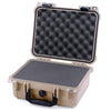 Pelican 1400 Case, Desert Tan with Black Handles & Latches Pick & Pluck Foam with Convolute Lid Foam ColorCase 014000-0001-310-110