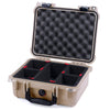 Pelican 1400 Case, Desert Tan with Black Handles & Latches TrekPak Divider System with Convolute Lid Foam ColorCase 014000-0020-310-110