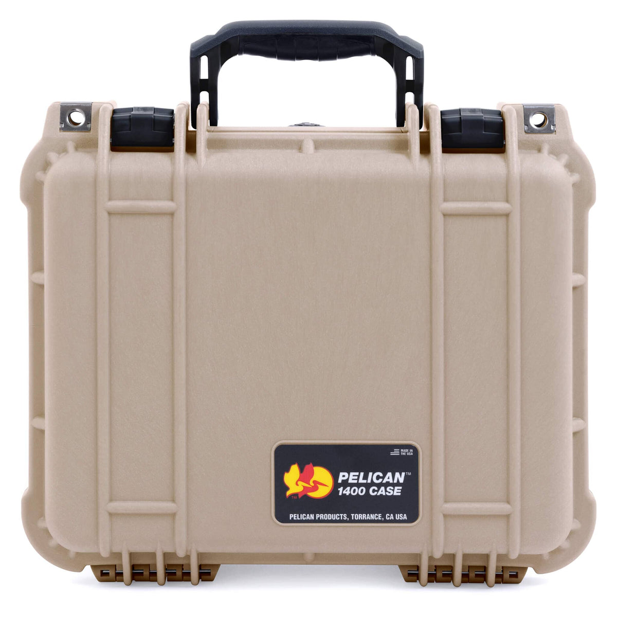 Pelican 1400 Case, Desert Tan with Black Handles &amp; Latches ColorCase 