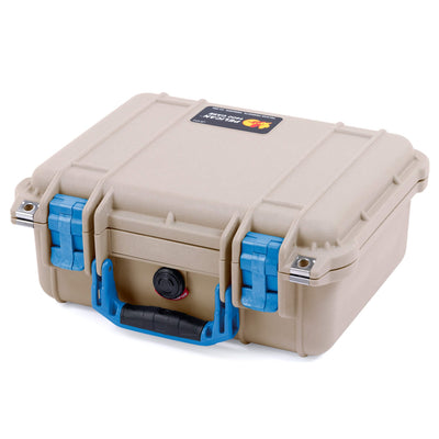 Pelican 1400 Case, Desert Tan with Blue Handle & Latches ColorCase