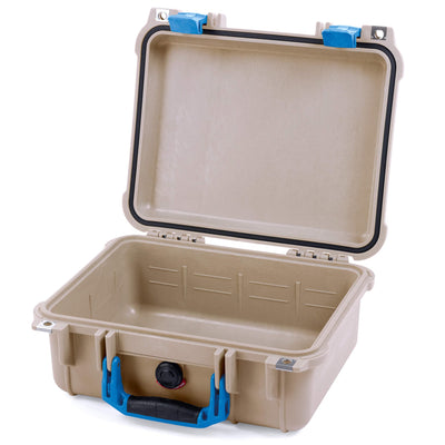 Pelican 1400 Case, Desert Tan with Blue Handle & Latches None (Case Only) ColorCase 014000-0000-310-120