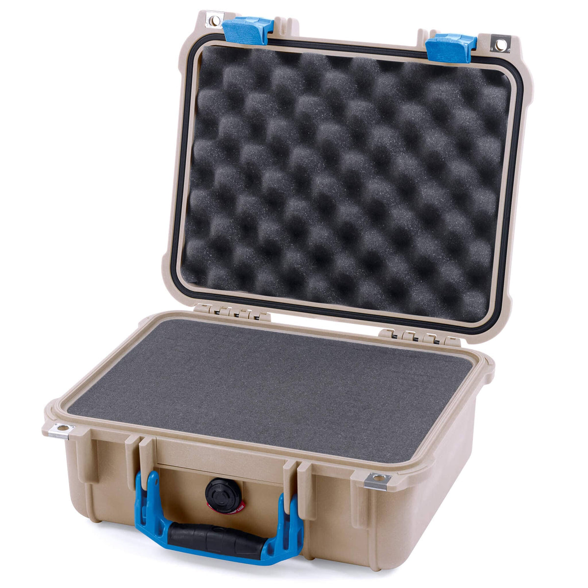 Pelican 1400 Case - Desert Tan &amp; Blue - Pick &amp; Pluck Foam / Convolute Lid Foam