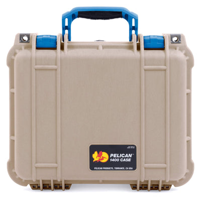 Pelican 1400 Case, Desert Tan with Blue Handle & Latches ColorCase