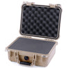 Pelican 1400 Case, Desert Tan Pick & Pluck Foam with Convolute Lid Foam ColorCase 014000-0001-310-310