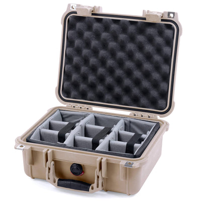Pelican 1400 Case, Desert Tan Gray Padded Microfiber Dividers with Convolute Lid Foam ColorCase 014000-0070-310-310