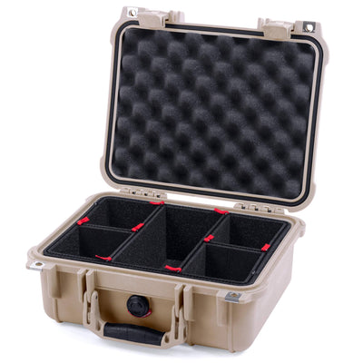 Pelican 1400 Case, Desert Tan TrekPak Divider System with Convolute Lid Foam ColorCase 014000-0020-310-310