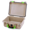 Pelican 1400 Case, Desert Tan with Lime Green Handle & Latches None (Case Only) ColorCase 014000-0000-310-300