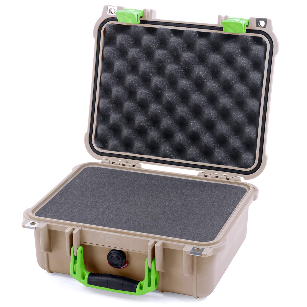 Pelican 1400 Case - Desert Tan &amp; Lime Green