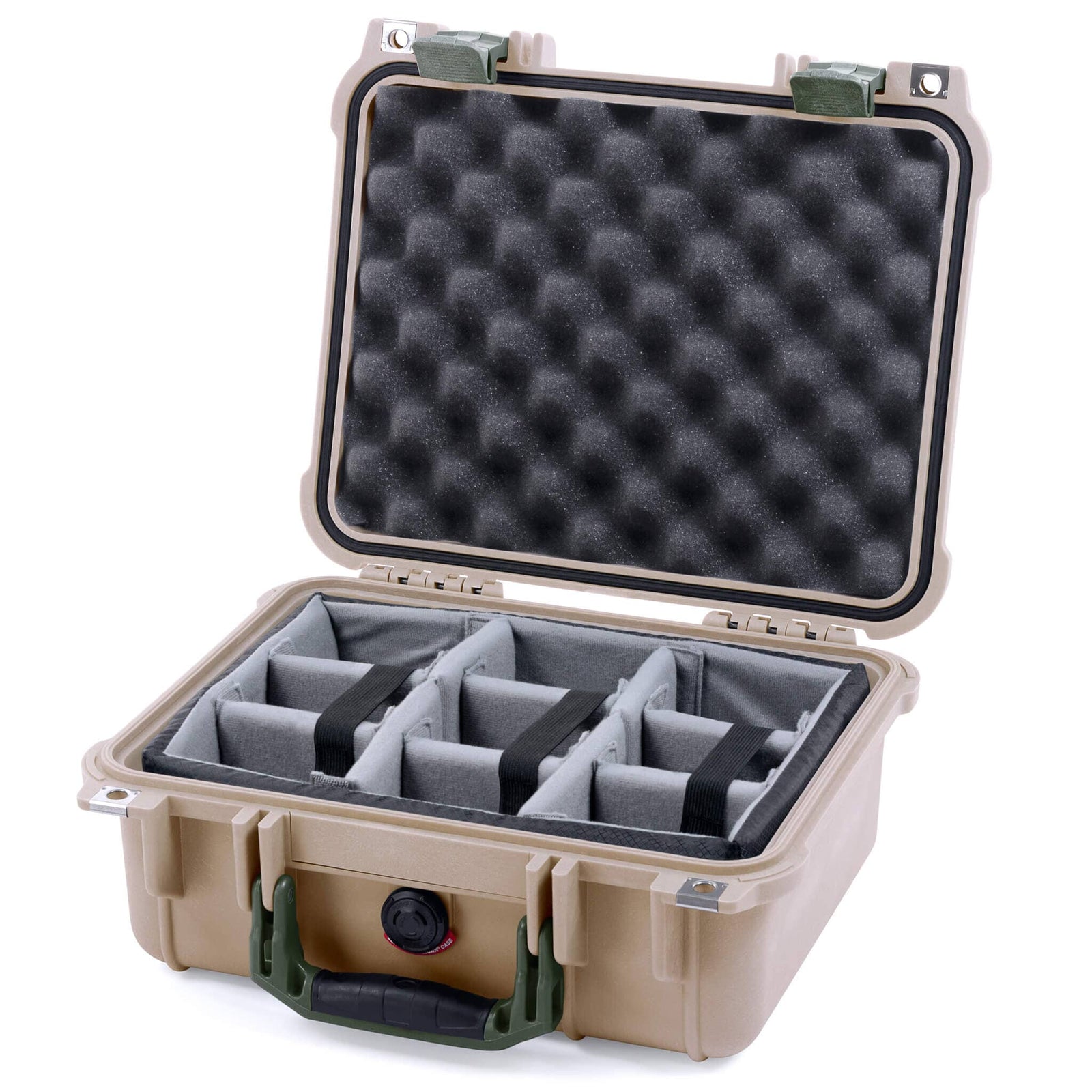 Pelican 1400 Case, Desert Tan with OD Green Handle & Latches ColorCase 