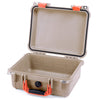 Pelican 1400 Case, Desert Tan with Orange Handle & Latches None (Case Only) ColorCase 014000-0000-310-150