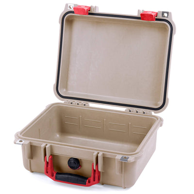 Pelican 1400 Case, Desert Tan with Red Handle & Latches None (Case Only) ColorCase 014000-0000-310-320