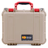 Pelican 1400 Case, Desert Tan with Red Handle & Latches ColorCase
