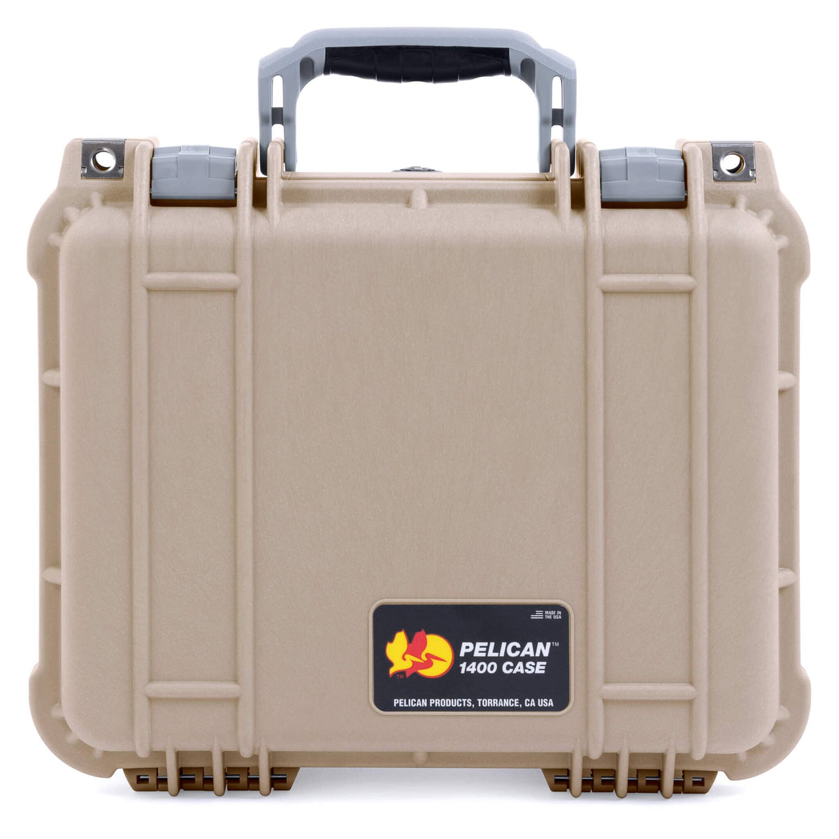 Pelican 1400 Case, Desert Tan with Silver Handle &amp; Latches ColorCase 
