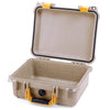 Pelican 1400 Case, Desert Tan with Yellow Handle & Latches None (Case Only) ColorCase 014000-0000-310-240