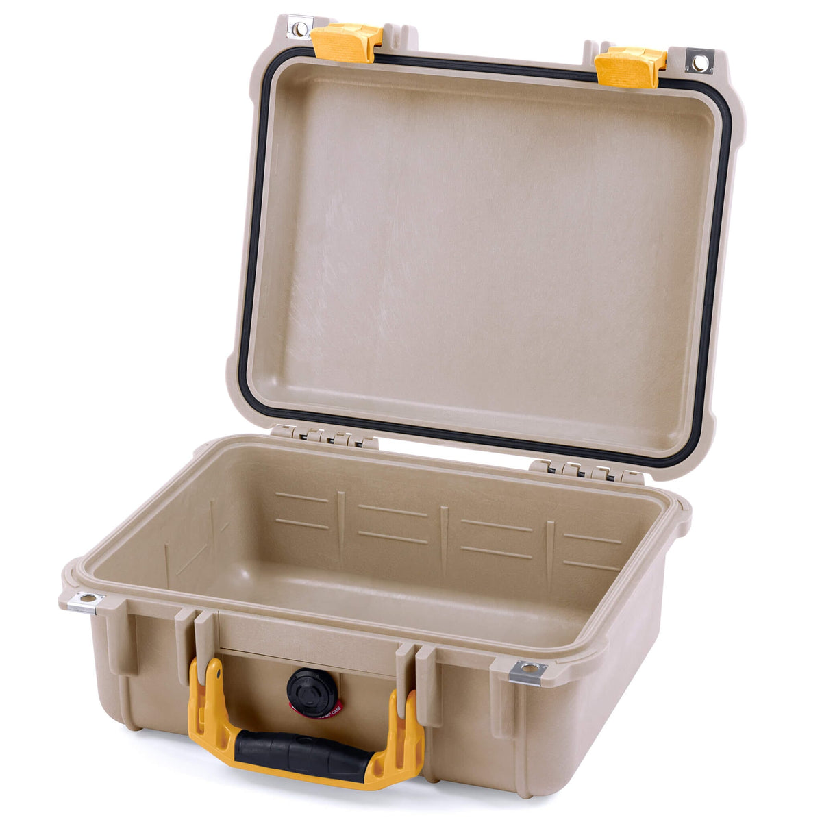 Pelican 1400 Case, Desert Tan with Yellow Handle &amp; Latches None (Case Only) ColorCase 014000-0000-310-240