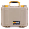 Pelican 1400 Case, Desert Tan with Yellow Handle & Latches ColorCase