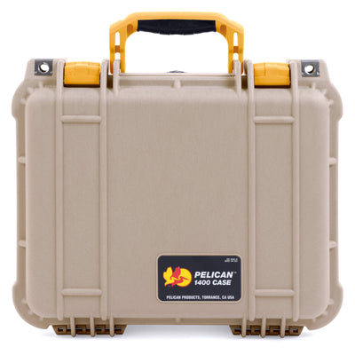 Pelican 1400 Case, Desert Tan with Yellow Handle & Latches ColorCase