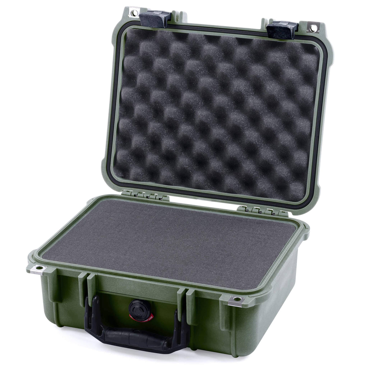 Pelican 1400 Case, OD Green with Black Handle &amp; Latches Pick &amp; Pluck Foam with Convolute Lid Foam ColorCase 014000-0001-130-110