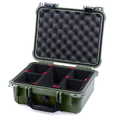 Pelican 1400 Case, OD Green with Black Handle & Latches TrekPak Divider System with Convolute Lid Foam ColorCase 014000-0020-130-110