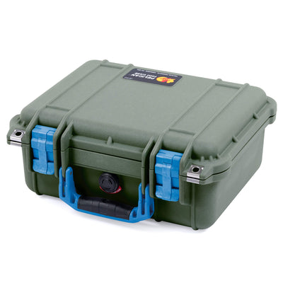 Pelican 1400 Case, OD Green with Blue Handle & Latches ColorCase