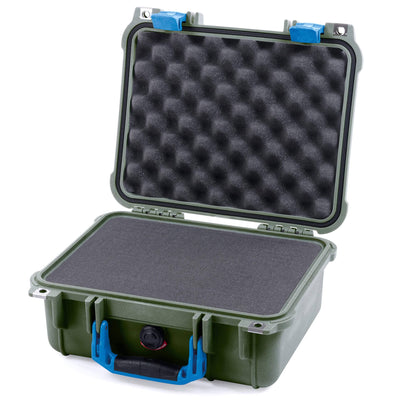 Pelican 1400 Case, OD Green with Blue Handle & Latches Pick & Pluck Foam with Convolute Lid Foam ColorCase 014000-0001-130-120