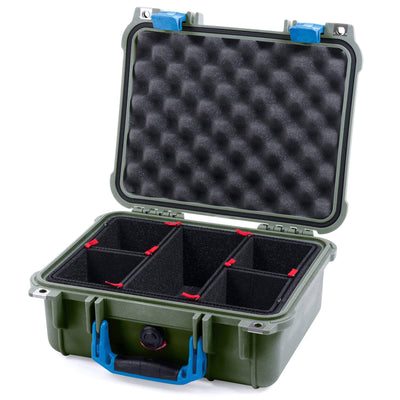 Pelican 1400 Case, OD Green with Blue Handle & Latches TrekPak Divider System with Convolute Lid Foam ColorCase 014000-0020-130-120
