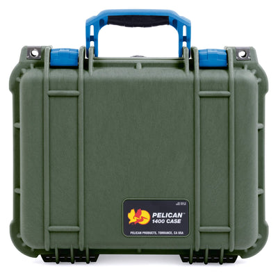 Pelican 1400 Case, OD Green with Blue Handle & Latches ColorCase
