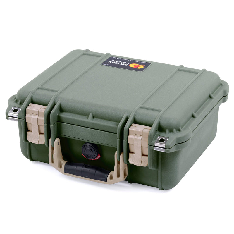 Pelican 1400 Case, OD Green with Desert Tan Handle & Latches ColorCase 