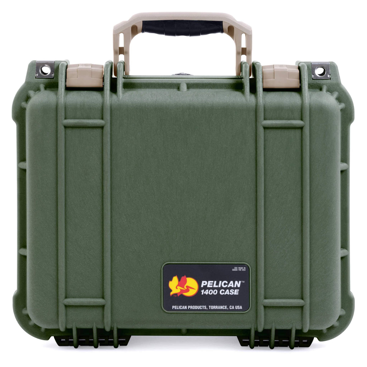 Pelican 1400 Case, OD Green with Desert Tan Handle &amp; Latches ColorCase 