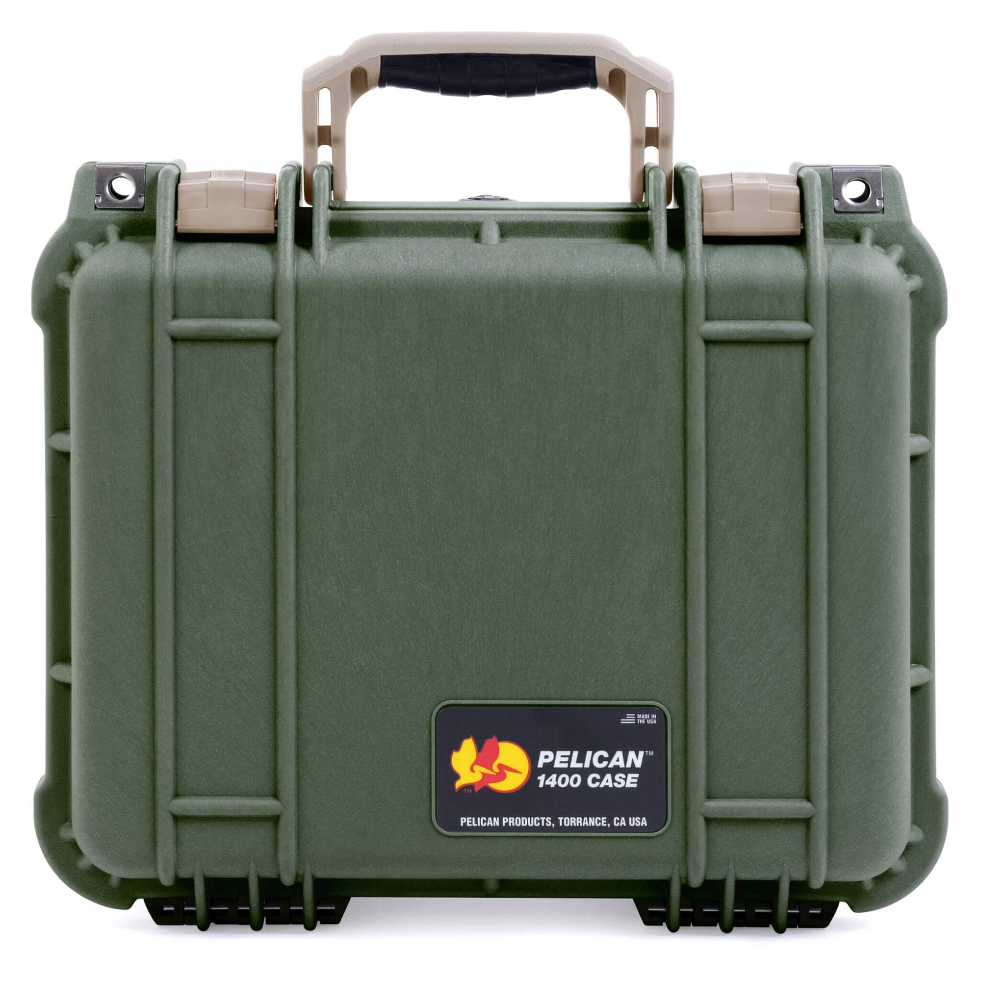 Pelican 1400 Case, OD Green with Desert Tan Handle & Latches ColorCase 