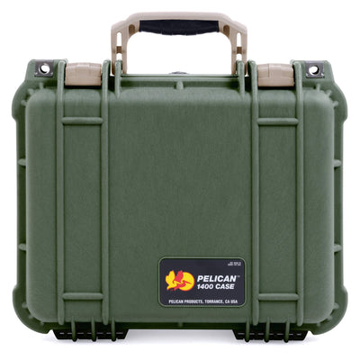 Pelican 1400 Case, OD Green with Desert Tan Handle & Latches ColorCase