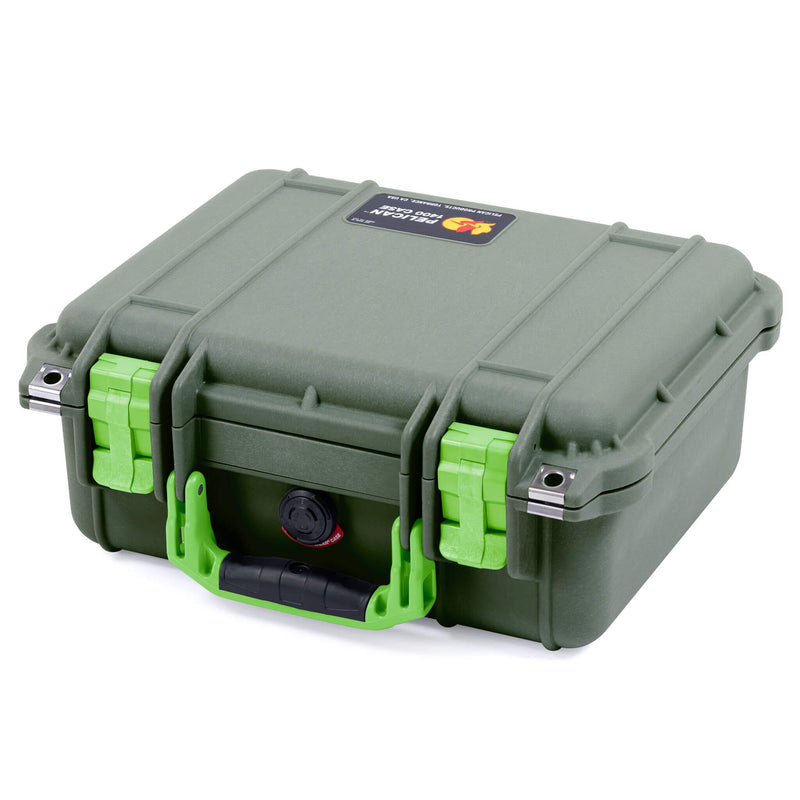 Pelican 1400 Case, OD Green with Lime Green Handle & Latches ColorCase 