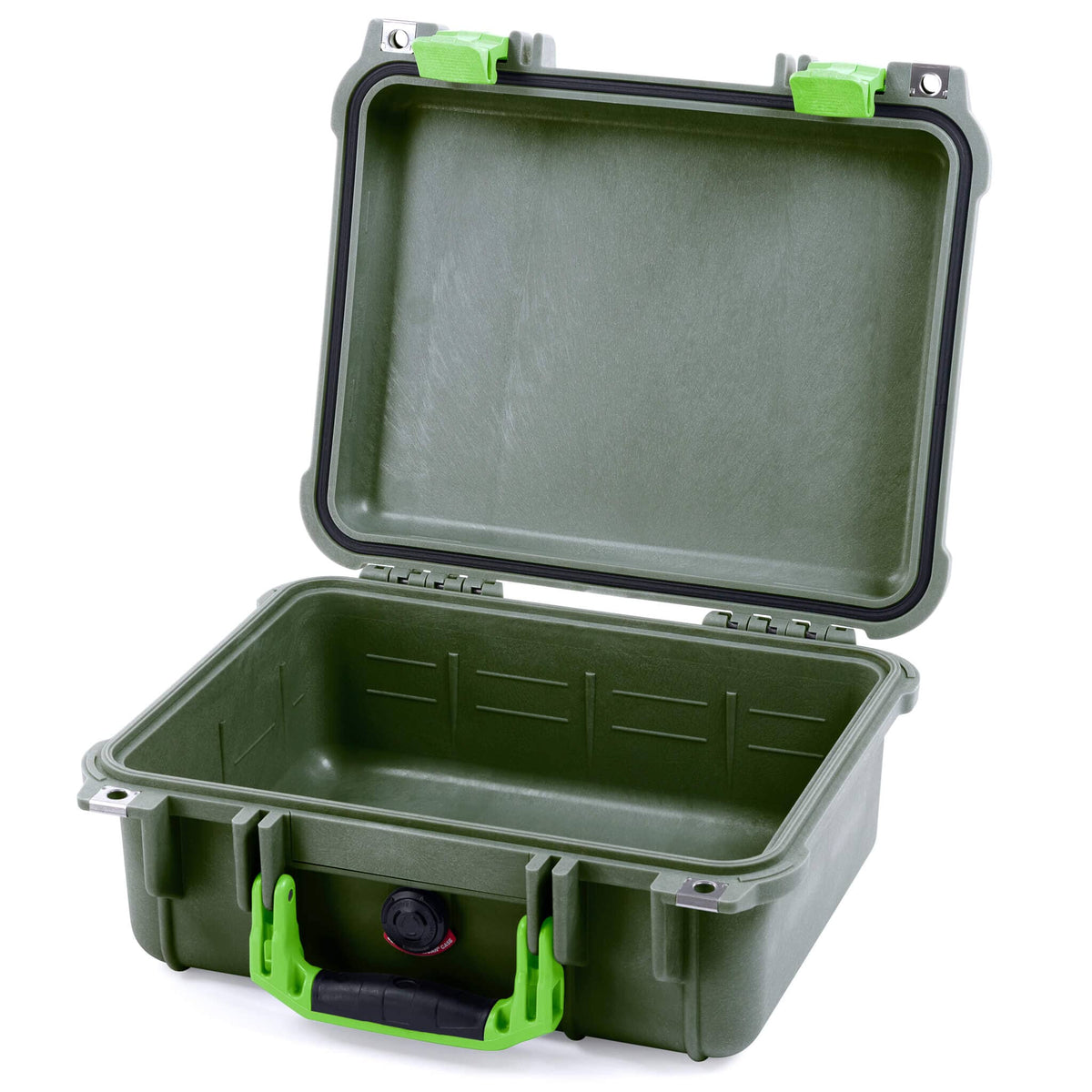 Pelican 1400 Case, OD Green with Lime Green Handle &amp; Latches None (Case Only) ColorCase 014000-0000-130-300