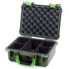 Pelican 1400 Case, OD Green with Lime Green Handle & Latches TrekPak Divider System with Convolute Lid Foam ColorCase 014000-0020-130-300