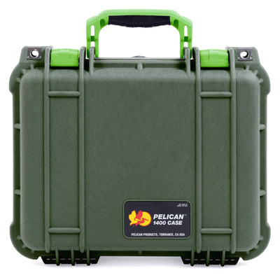 Pelican 1400 Case, OD Green with Lime Green Handle & Latches ColorCase