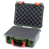 Pelican 1400 Case, OD Green with Orange Handle & Latches Pick & Pluck Foam with Convolute Lid Foam ColorCase 014000-0001-130-150