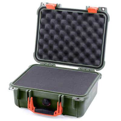 Pelican 1400 Case, OD Green with Orange Handle & Latches Pick & Pluck Foam with Convolute Lid Foam ColorCase 014000-0001-130-150