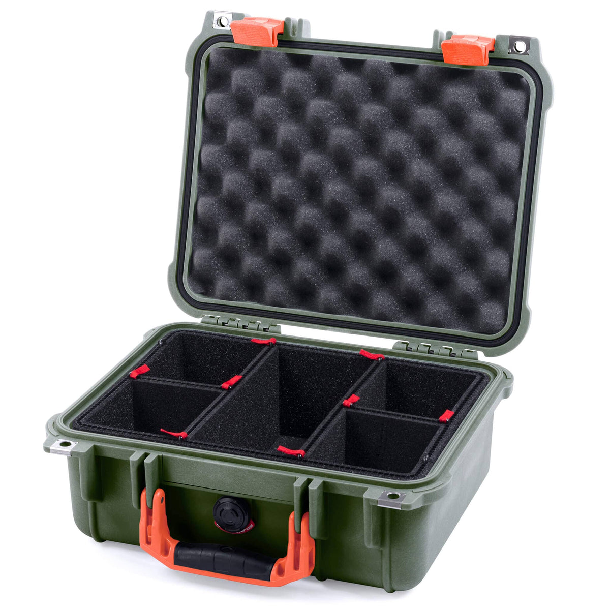 Pelican 1400 Case - OD Green &amp; Orange - TrekPak Divider System / Convolute Lid Foam