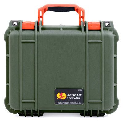 Pelican 1400 Case, OD Green with Orange Handle & Latches ColorCase