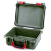 Pelican 1400 Case, OD Green with Red Handle & Latches None (Case Only) ColorCase 014000-0000-130-320