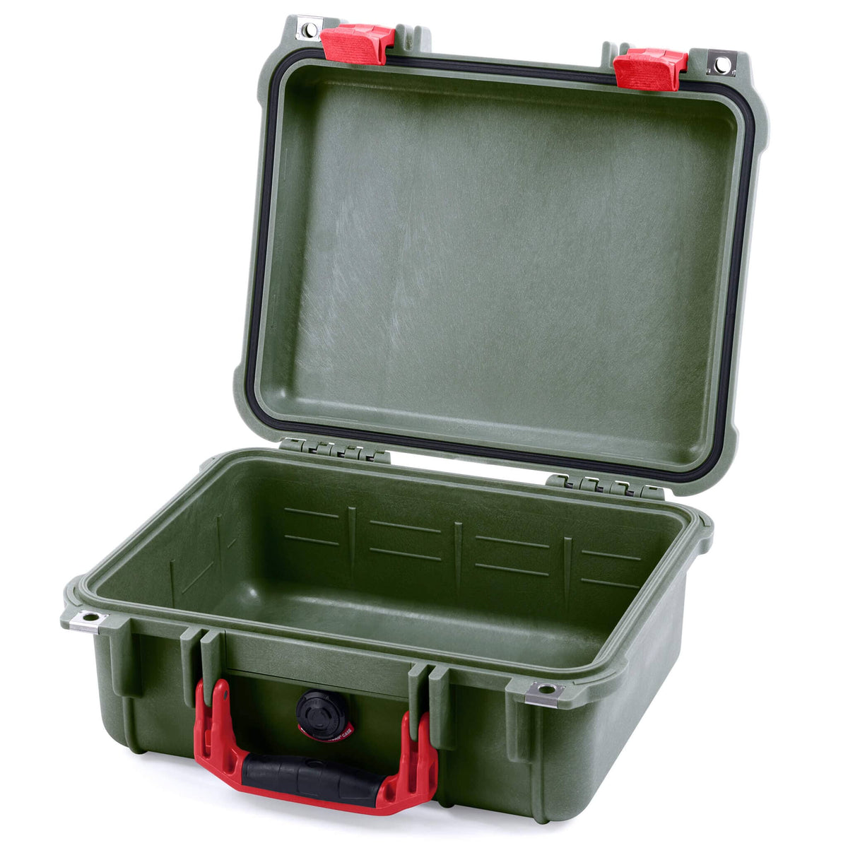 Pelican 1400 Case, OD Green with Red Handle &amp; Latches None (Case Only) ColorCase 014000-0000-130-320