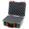 Pelican 1400 Case, OD Green with Red Handle & Latches Pick & Pluck Foam with Convolute Lid Foam ColorCase 014000-0001-130-320
