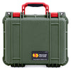 Pelican 1400 Case, OD Green with Red Handle & Latches ColorCase