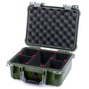 Pelican 1400 Case, OD Green with Silver Handle & Latches TrekPak Divider System with Convolute Lid Foam ColorCase 014000-0020-130-180