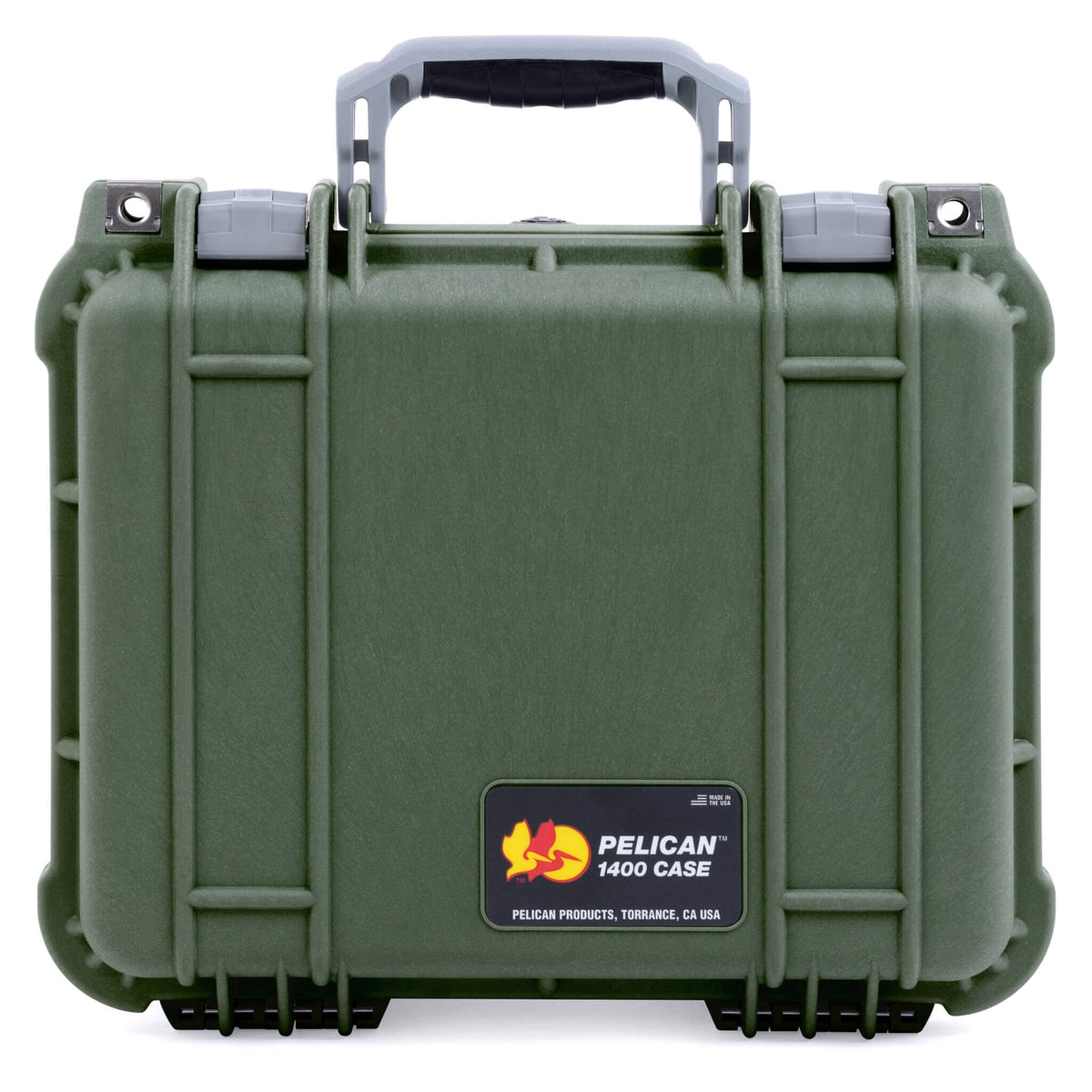 Pelican 1400 Case, OD Green with Silver Handle &amp; Latches ColorCase 