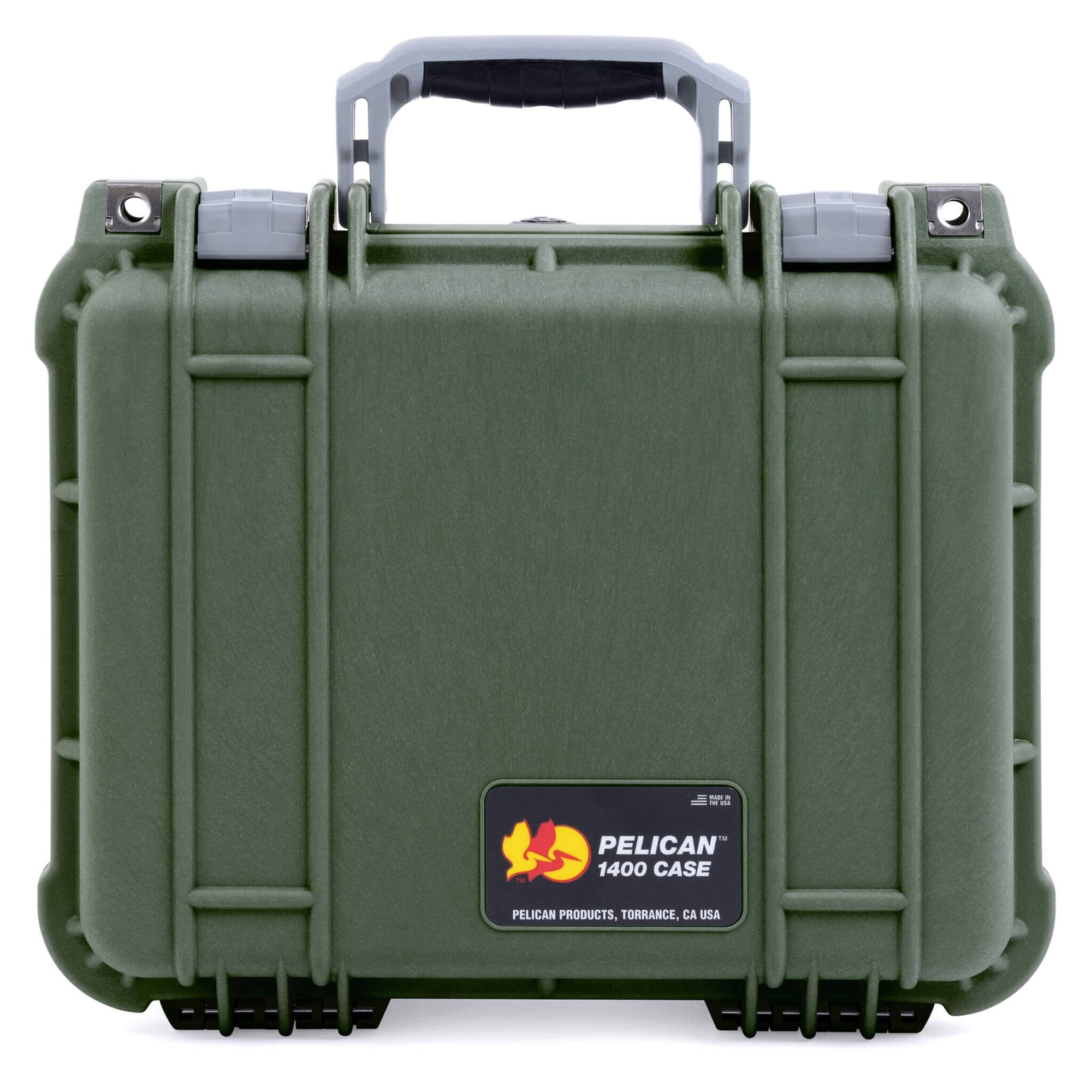 Pelican 1400 Case, OD Green with Silver Handle & Latches ColorCase 