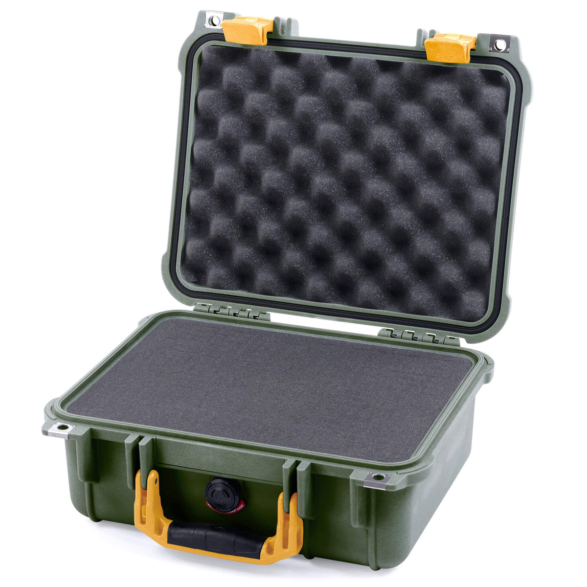 Pelican 1400 Case - OD Green & Yellow - Pick & Pluck Foam / Convolute Lid Foam