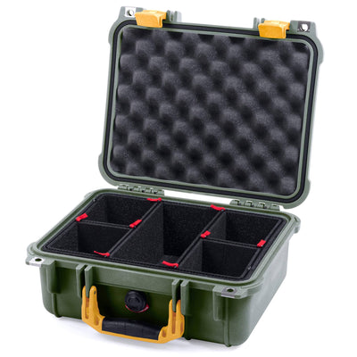 Pelican 1400 Case, OD Green with Yellow Handle & Latches TrekPak Divider System with Convolute Lid Foam ColorCase 014000-0020-130-240