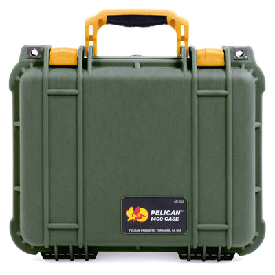 Pelican 1400 Case, OD Green with Yellow Handle & Latches ColorCase
